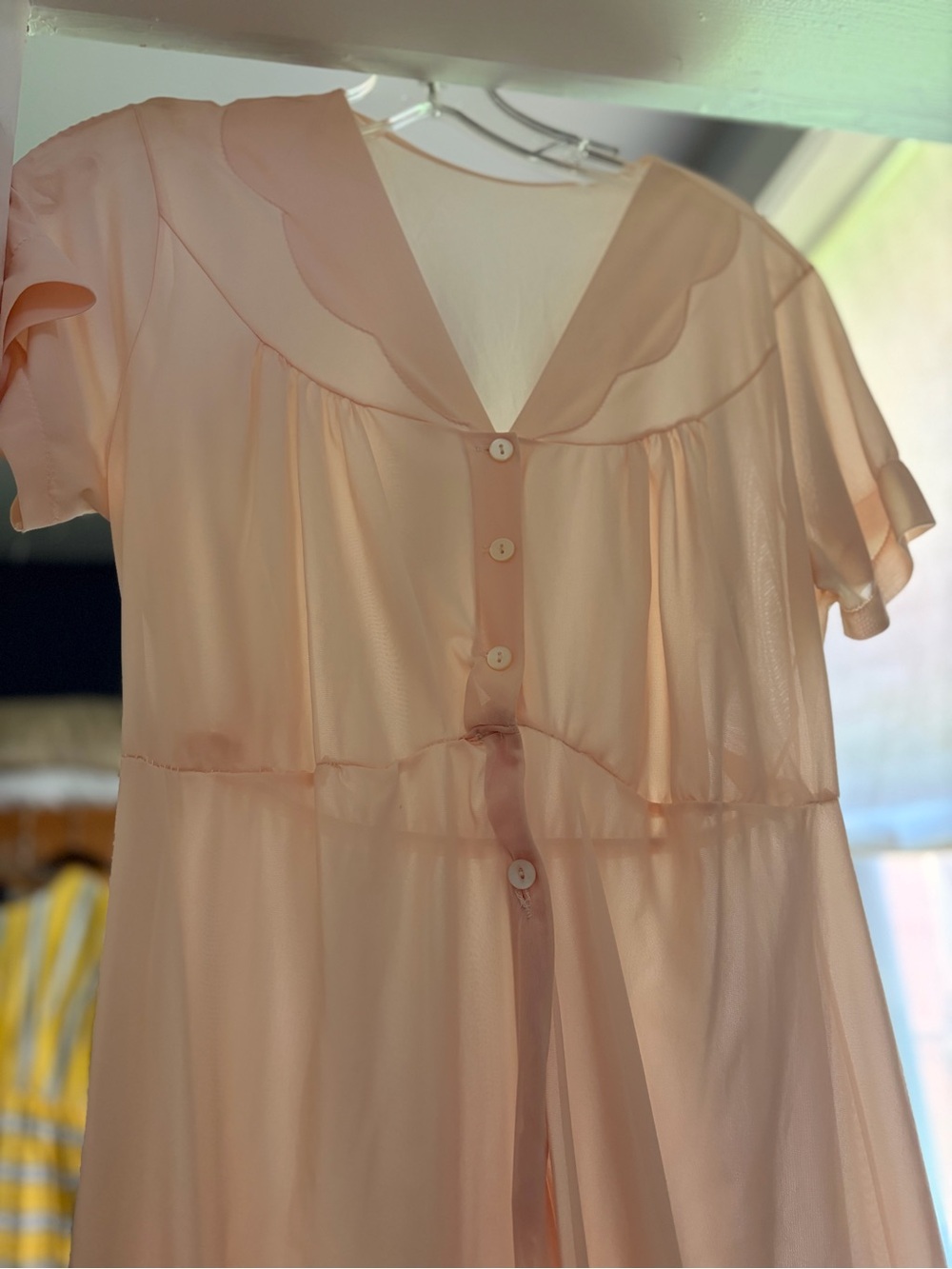 Sheer Pale Pink Vintage Nightgown with Buttons